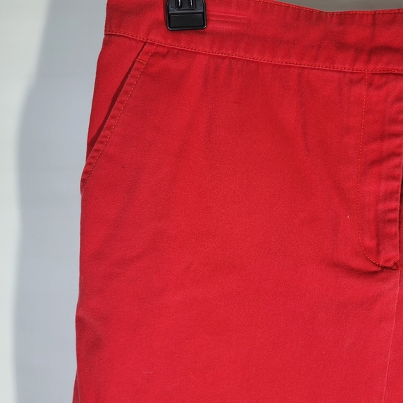 Womans Tommy Hilfiger Red Knee Length Cotton Skirt Offset Button Closure Size 12 - Picture 4 of 11